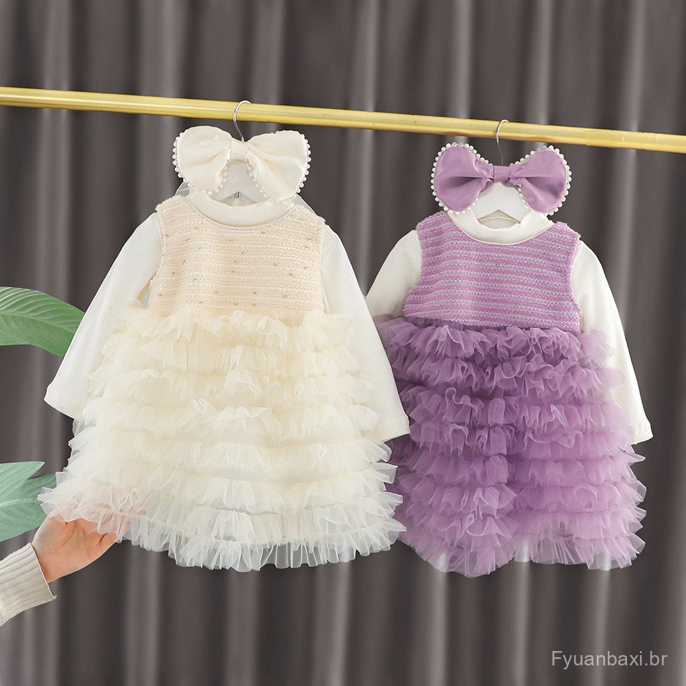 Comércio exterior bebê menina primavera outono 2025 novo estilo vestido de duas peças terno de um ano de idade crianças 