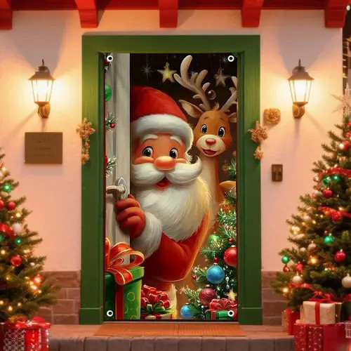 Capa de porta de natal novo estilo família festa de feriado feliz decoração suprimentos cortina de porta pendurado bande