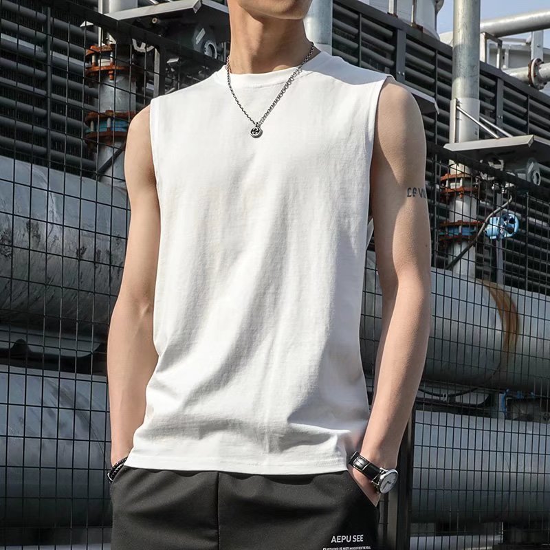 Colete de verão masculino simples Fitness esportes solto respirável de secagem rápida camiseta sem mangas colete de fund