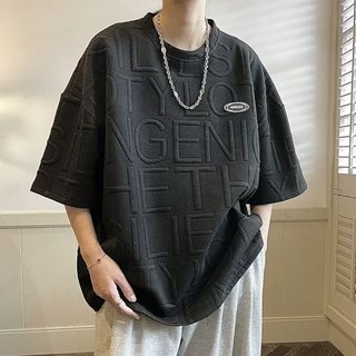 Camiseta Waffle masculina de manga curta Street Wear ins Design solto camiseta verão casal Casual All-Match metade