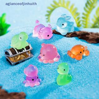 [aglanceofjinhui] Criativo Luminoso Tartaruga Caranguejo Polvo Ornamentos Oceano Animais Aquário Tanque De Peixes Paisag