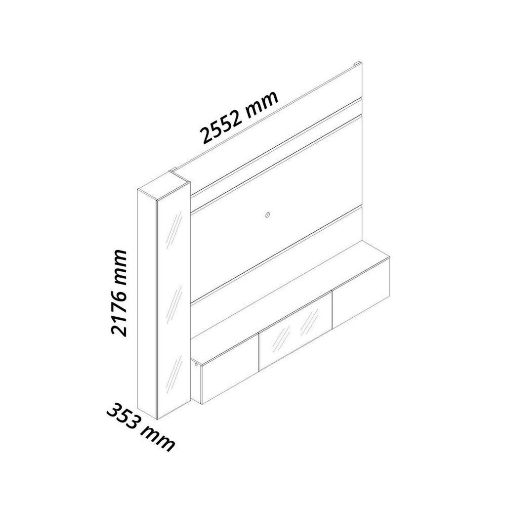 Estante para TV e Home Theater até 84 Polegadas com LED Cristaleira Vidro Reflecta 100% MDF 255,2CMX217,6cm Off White · foto 2