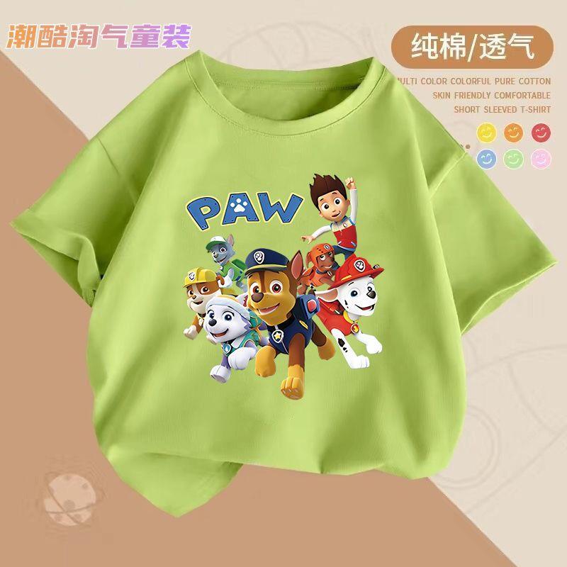 Meninos puro algodão manga curta camiseta crianças verão novo estilo dos desenhos animados estilo ocidental impresso ven