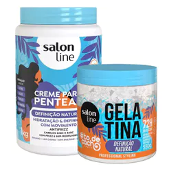 Kit Creme De Pentear Salon Line Definição Natural 1kg e Gelatina Salon Line 550g