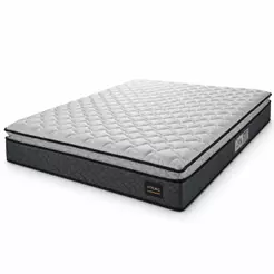 Colchão Casal Espuma D45 Pillow Top Strong 138x188x24cm Cinza/Branco Hellen - Suporta até 150kg por Pessoa