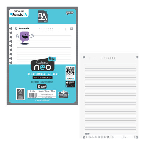 Refil Caderno Neo Universitário Com Pauta 80 Folhas Jandaia em Oferta na Shopee