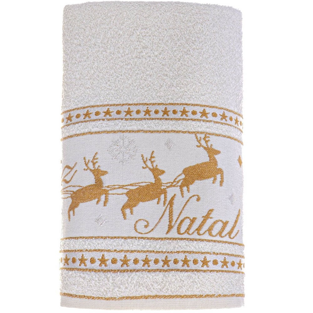 Toalha de Rosto Feliz Natal 90% Algodão 400g/m² 45x68cm