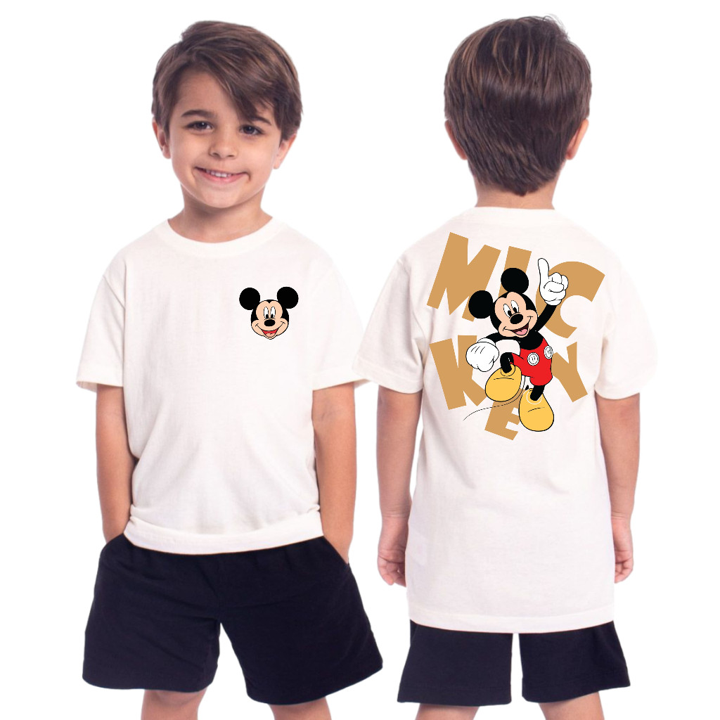 Camiseta Infantil Streetwear Mickey Mouse 100% Algodão Blusa Moda Desenho Filme Camisa