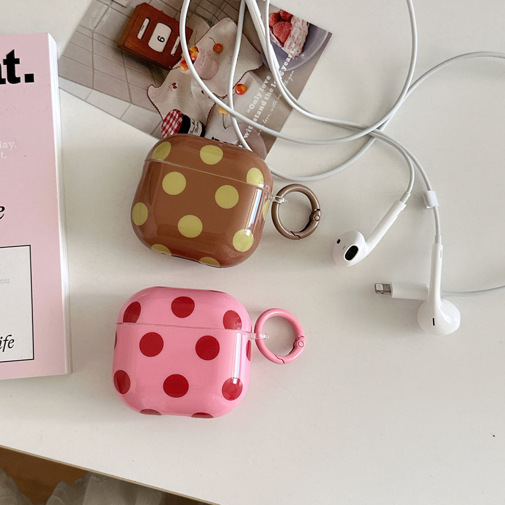 Contraste Cor Bolinhas Caso Para AirPods 1 2 3 4 Pro Pro2 Pro3 Airpods4 Macio TPU Fone De Ouvido Proteger Capa Com Ganch