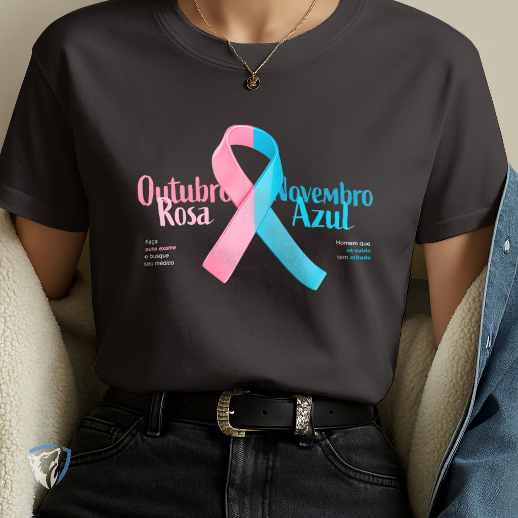 T-Shirt Estampada Campanhas Sociais | Outubro Rosa Novembro Azul