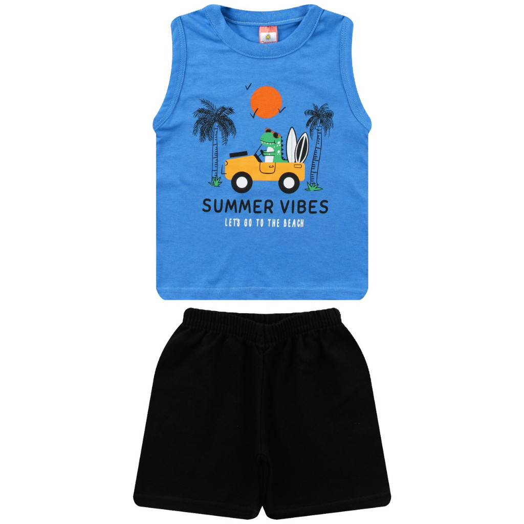 Conjunto Infantil de Verão Masculino Regata e Short Moletinho de Algodão