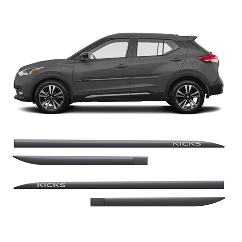 Friso Lateral Nissan Kicks 2017 a 2024 Flash Cotrim Protetor de Portas Cinza Grafite Slim 4 Peças