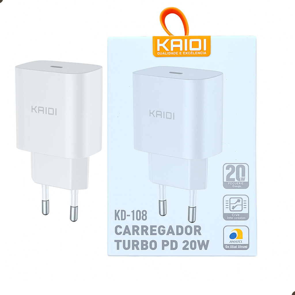 Fonte Carregador Turbo Tipo C Rápido Celular Android iPhone Tomada Parede Cabo USB Energia Potente