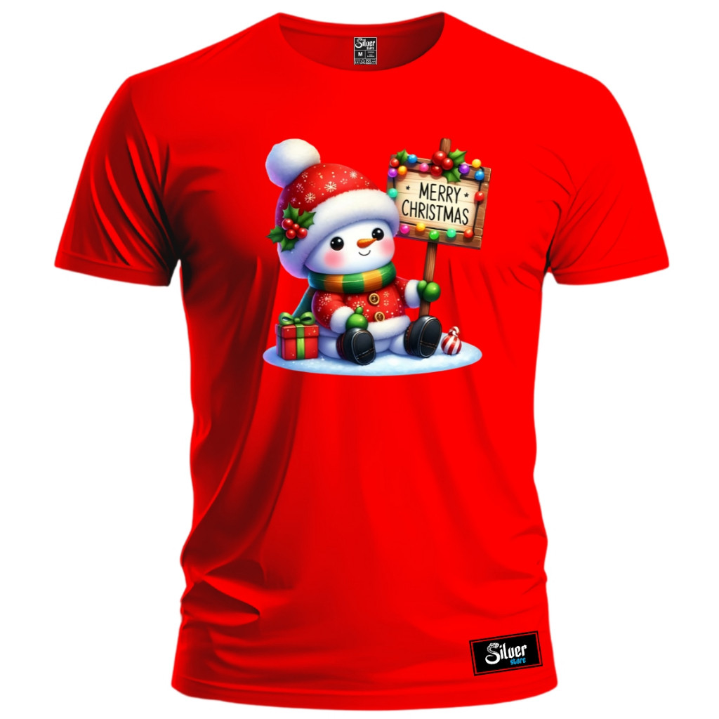 Camiseta De Natal Boneco De Neve Merry Chrinstmas 100%Algodão Unissex