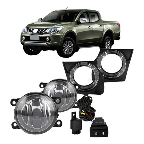 Kit Farol Milha Auxiliar Triton Sport 2016 2017 2018 Moldura Cromada E Chicote