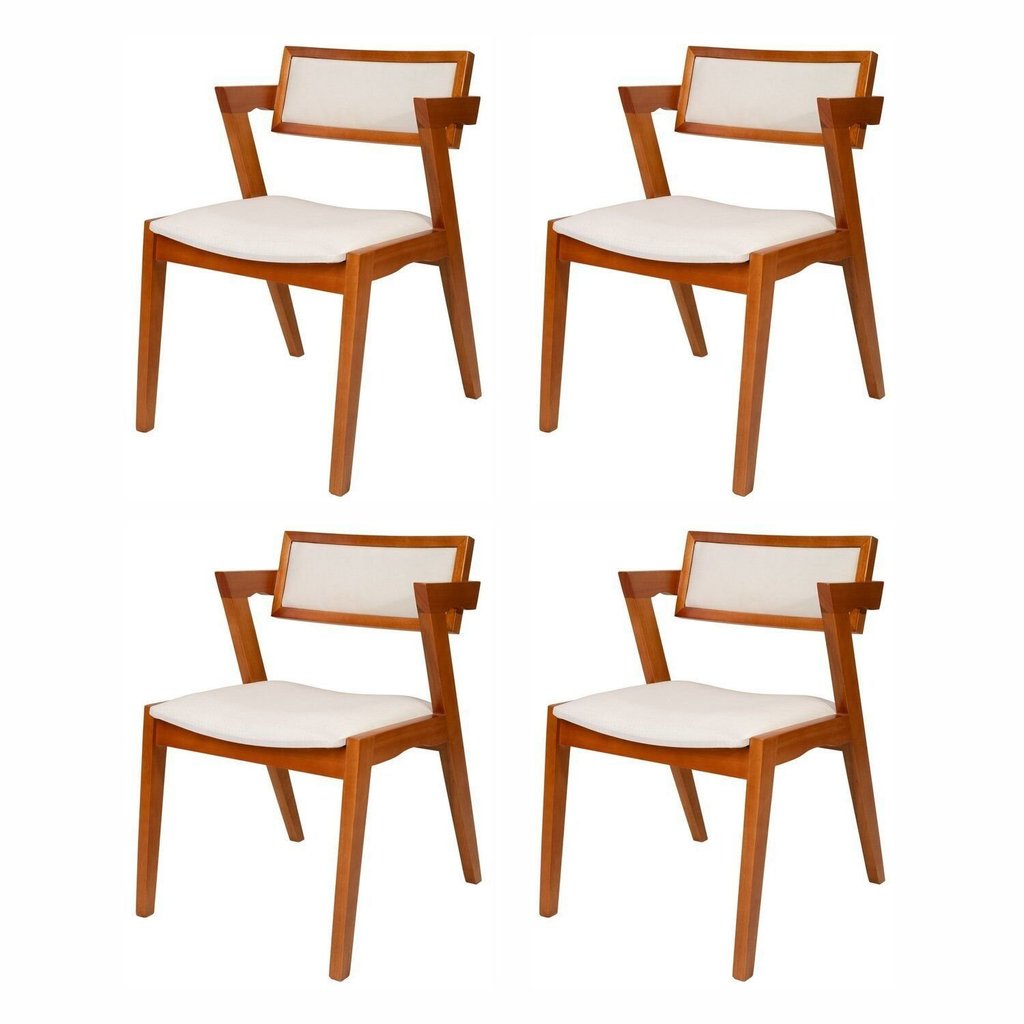 Kit 4 Cadeiras Madeira Maciça e Estofada Ímola Authentic Espresso Móveis  Champagne/Off White em Oferta na Shopee