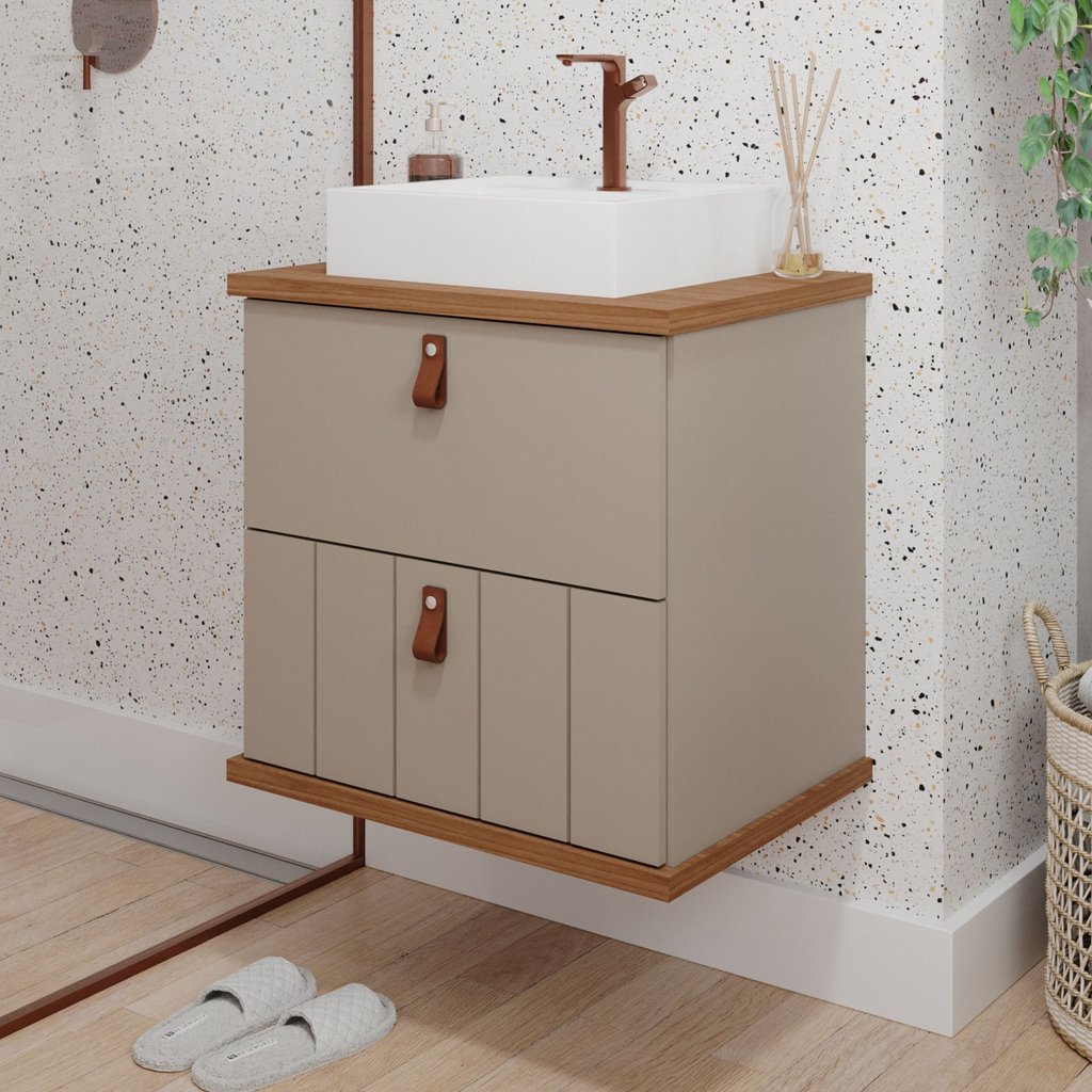 Gabinete Suspenso com Cuba 60cm Poli Espresso Móveis Cappuccino em Oferta na Shopee