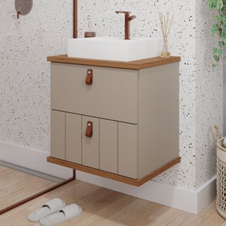 Gabinete Suspenso com Cuba 60cm Poli Espresso Móveis Cappuccino em Oferta na Shopee