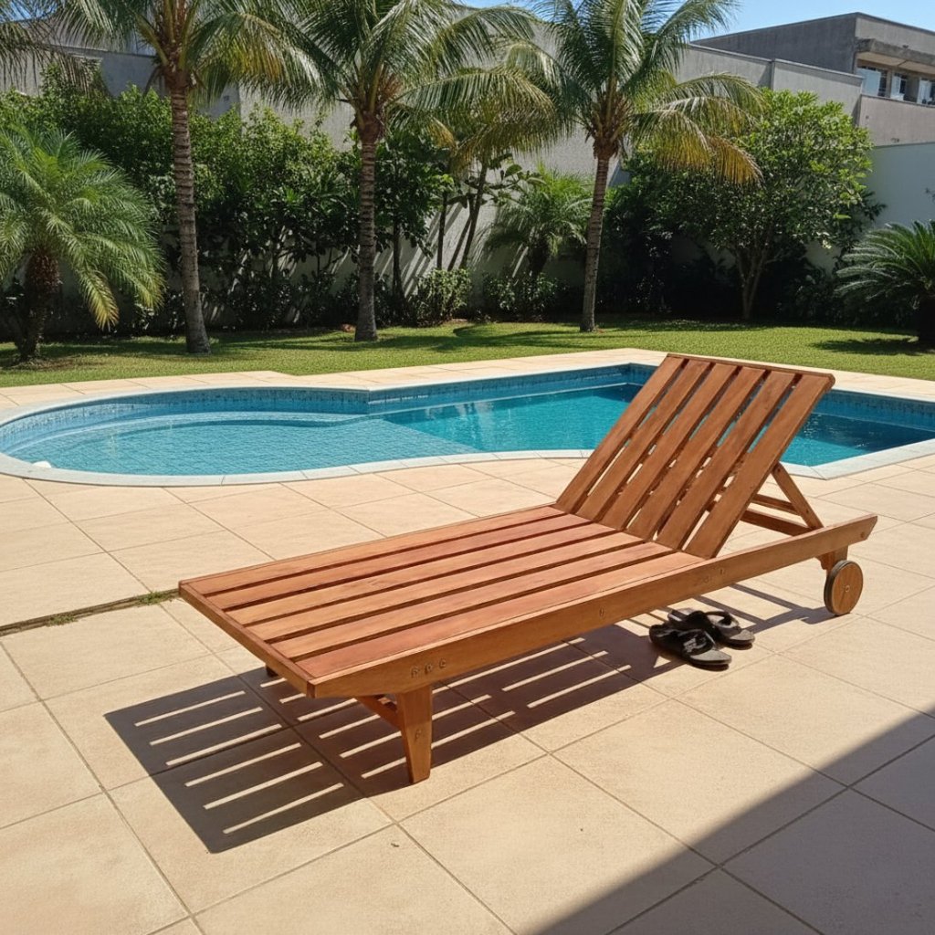 Espreguiçadeira Madeira Maciça Maldivas  1 em Oferta na Shopee