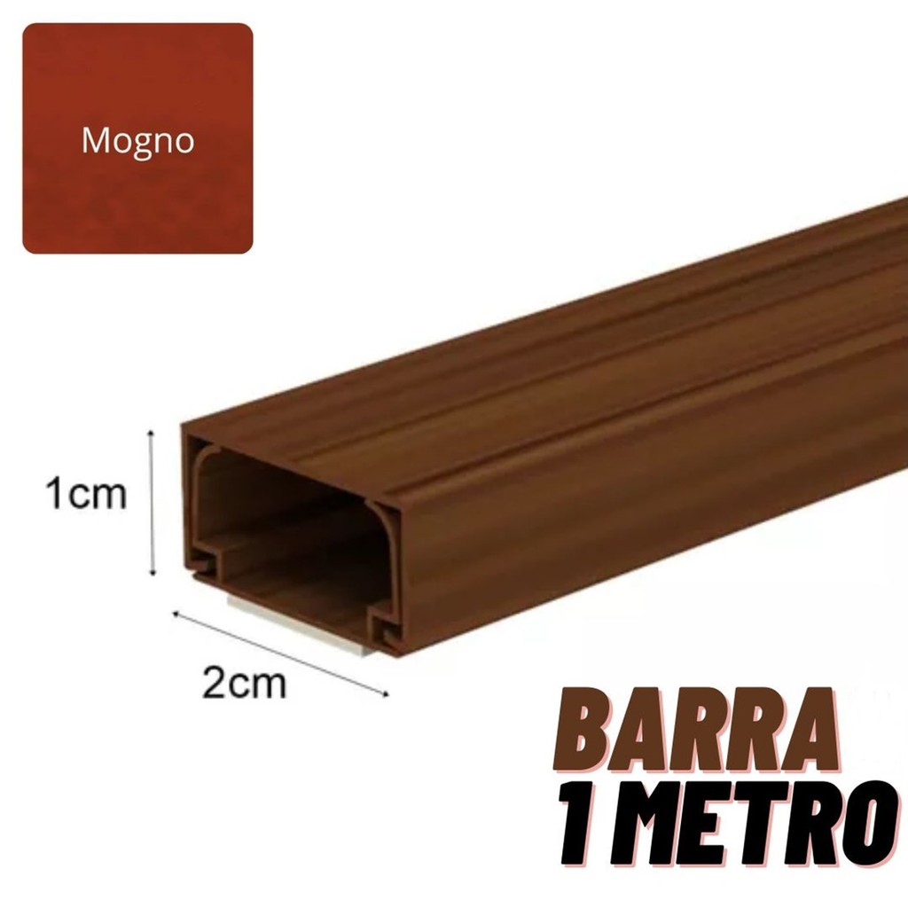 Canaleta p/ Fios e Cabos Sistema X Cor Madeira Mogno 1 Metro em Oferta na Shopee