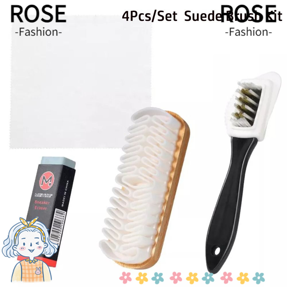 ROSEGOODS 4 Pçs/Set Nubuck Escovas Kit , Ferramenta De Limpeza Para Remoção De Manchas De Escova De Camurça Com Borracha