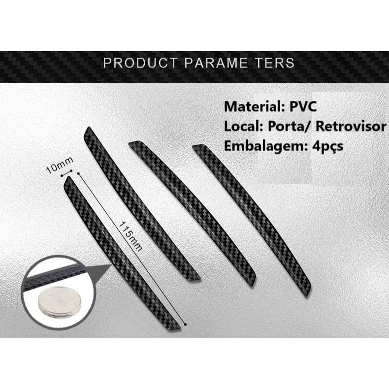 4 peças Protetor De Retrovisor / Porta 11,5 cm Para Carro Canto Tiras Arranhões Anticolisão Acessórios Carpei · foto 2