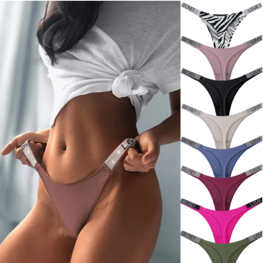 Kit 3 Calcinha Love Secret Fio Dental Sexy Sortidas com pedraria