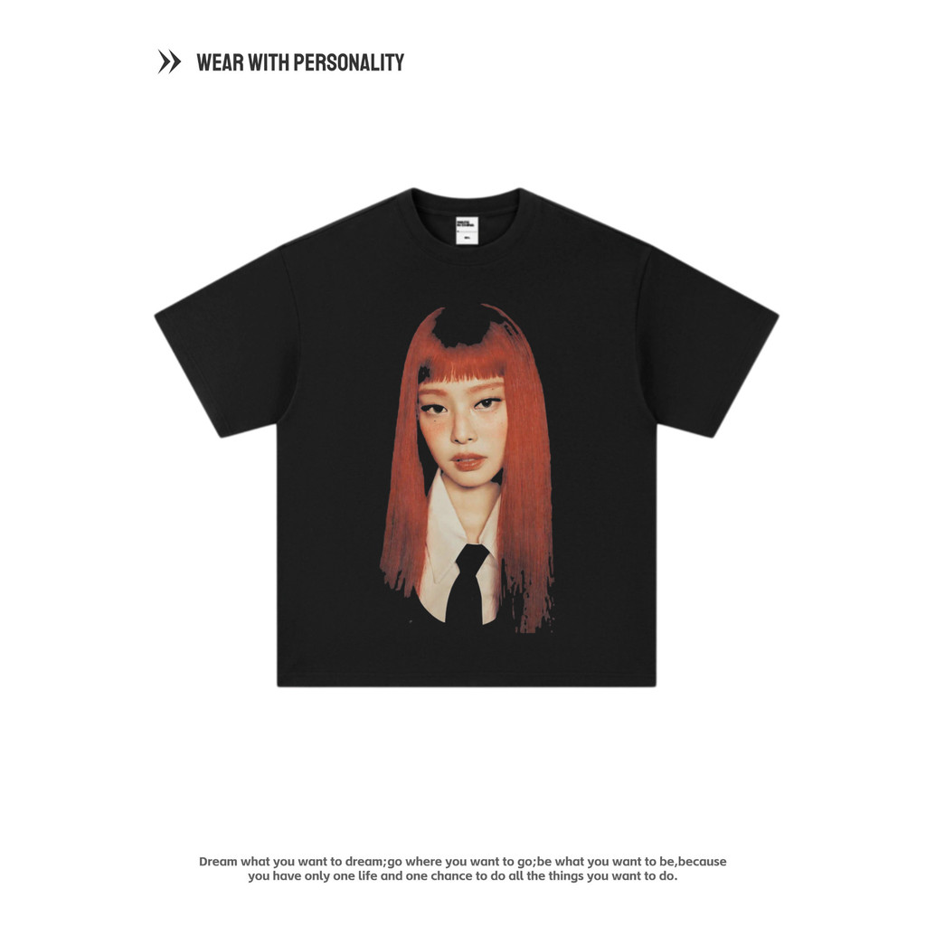 Camiseta Unissex Oversized Plus Size Feminina Masculina Jennie Blackpink Kpop Retrô Oversize Estampada Confortável Estil