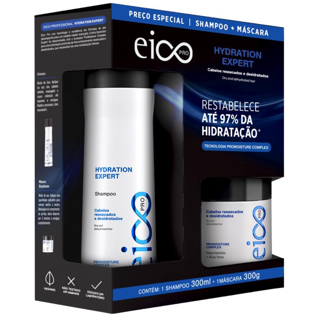 Kit Eico Shampoo 300ml Máscara Tratamento Hidratação 300ml Hydration Expert em Oferta na Shopee