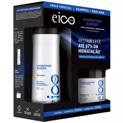 Kit Eico Shampoo 300ml Máscara Tratamento Hidratação 300ml Hydration Expert