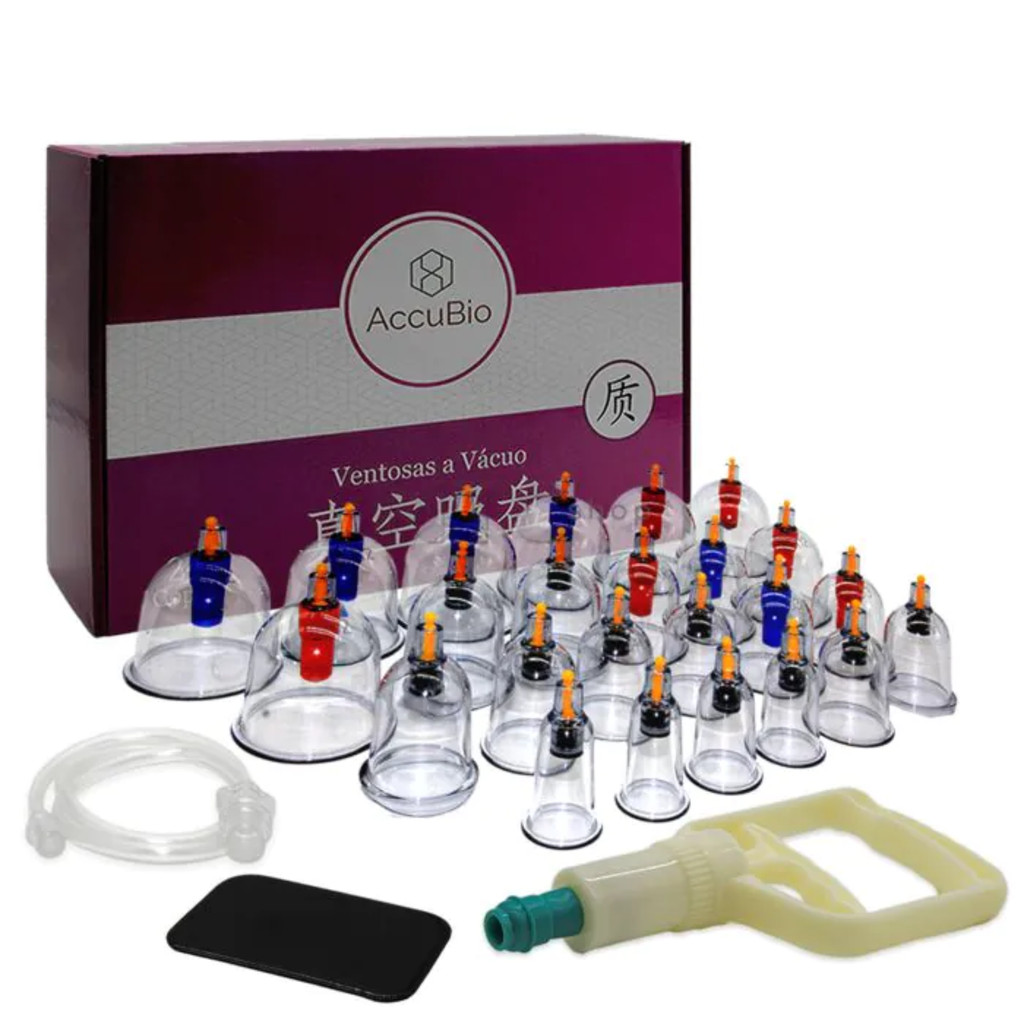 Kit para Ventosaterapia C/ Pistola Accubio  - 12 18 24 copos
