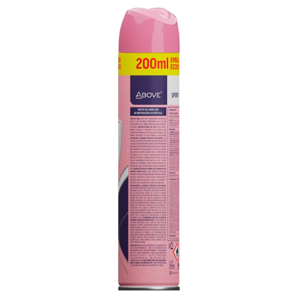 Detalhes do Desodorante Above Women Antitranspirante Sport Energy Spray 200ml
