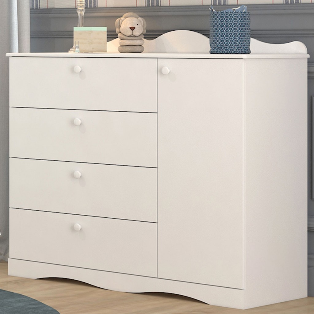 Cômoda de Bebê Encanto 1 Porta 4 Gavetas 100% Mdf