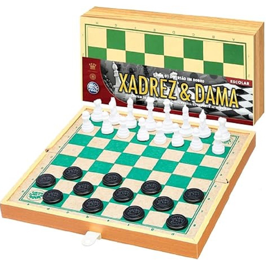 Jogo de Xadrez e Dama Escolar - Pais &amp; Filhos