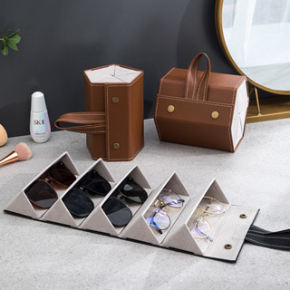 porta óculos estojo portátil organizador viagem necessaire dobrável divisórias em Oferta na Shopee