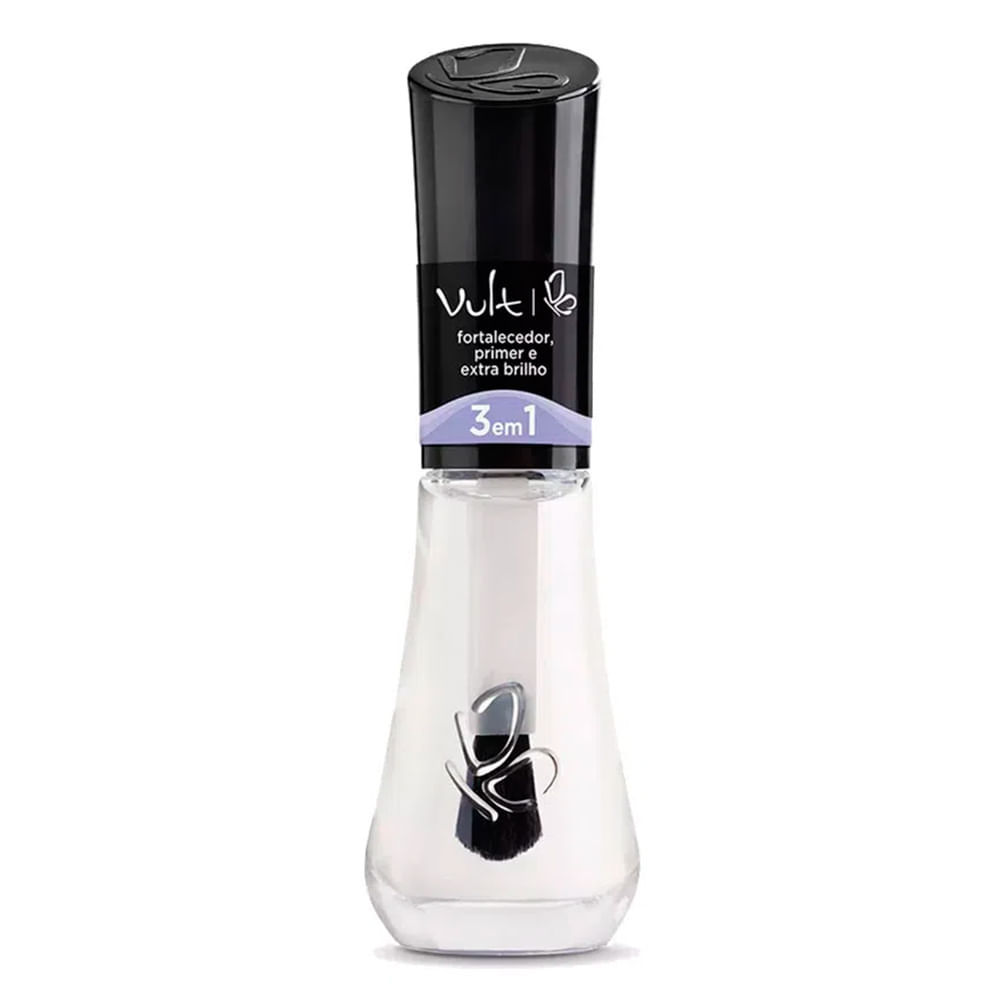 Esmalte Vult 3 em 1 Fortalecedor, Primer e Extra Brilho 8ml