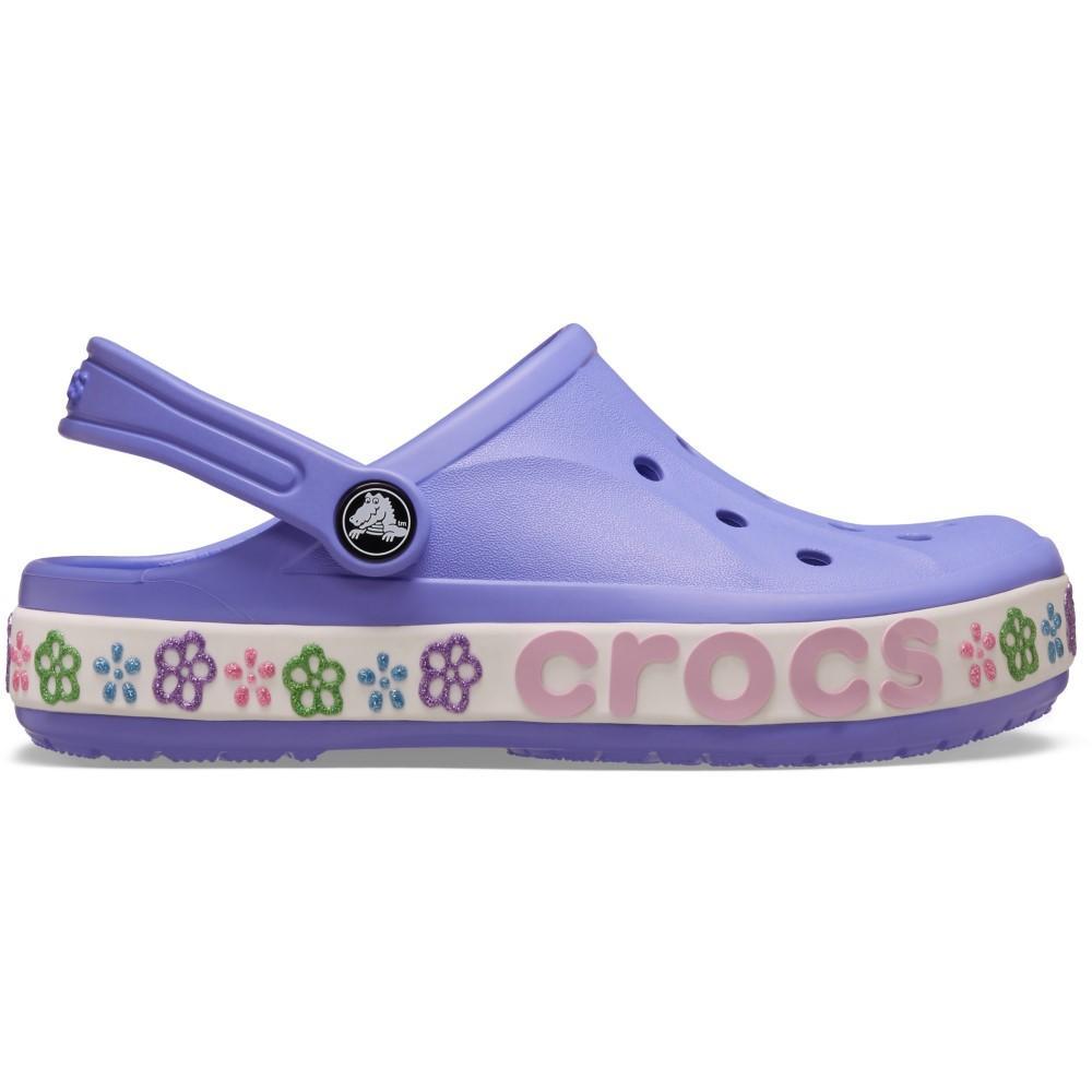 Sandália Crocs Bayaband Flower Band Clog T Digital Violet em Oferta na Shopee