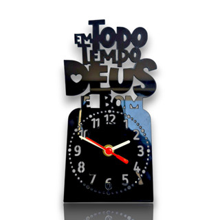 Relógio de Mesa Decorativo Todo Tempo Deus é Bom em Acrílico Espelhado em Oferta na Shopee