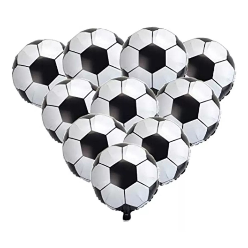 Kit Balão Metalizado Mini Bola de Futebol Centro de Mesa 10 Polegadas 22cm