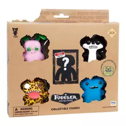 Kit com 5 Mini Bonecos Fuggler 6cm Azul, Onça, Rosa e Preto