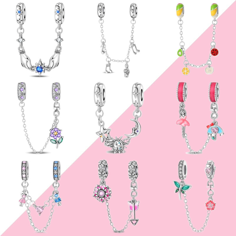 Pulseira corrente de segurança S925 prata esterlina moda charme adequado para pulseira DIY jóias fazendo presente do fer