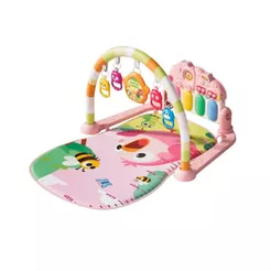 Tapete De Atividades Para Bebê Piano Musical Móbile com 5 Brinquedos Piuí Rosa Maxi Baby