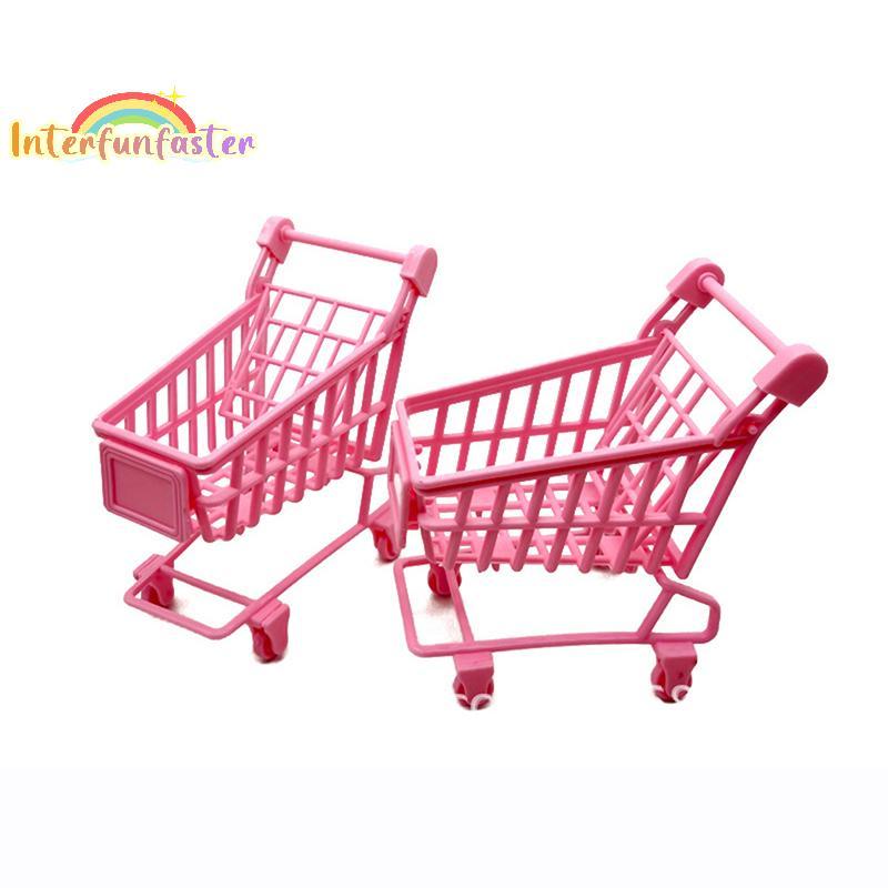 [Interfunfasterfunb] Carrinho De Compras Esponja De Maquiagem Ra Em Miniatura Pequeno Mão De Supermercado Utilidades Bri