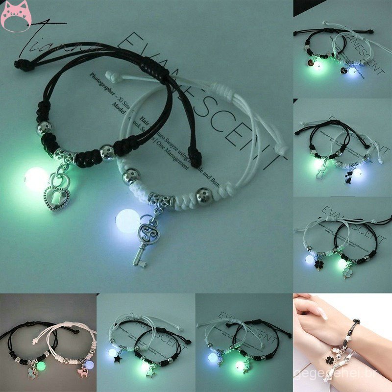 2 Pçs Pulseira Luminosa Tecido Ajustável Moda Unissex Masculina Casais Jóias Acessóriosa HGF