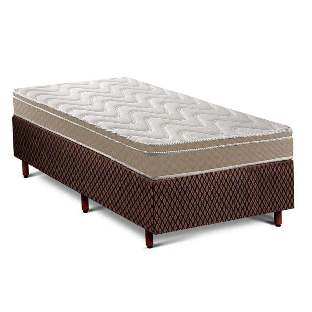 Cama Box Solteiro: Colchão Ortopédico Paropas D33/EP Anatômico Confort Ultra Firme + Base CRC Fantasy Brown(88x188)