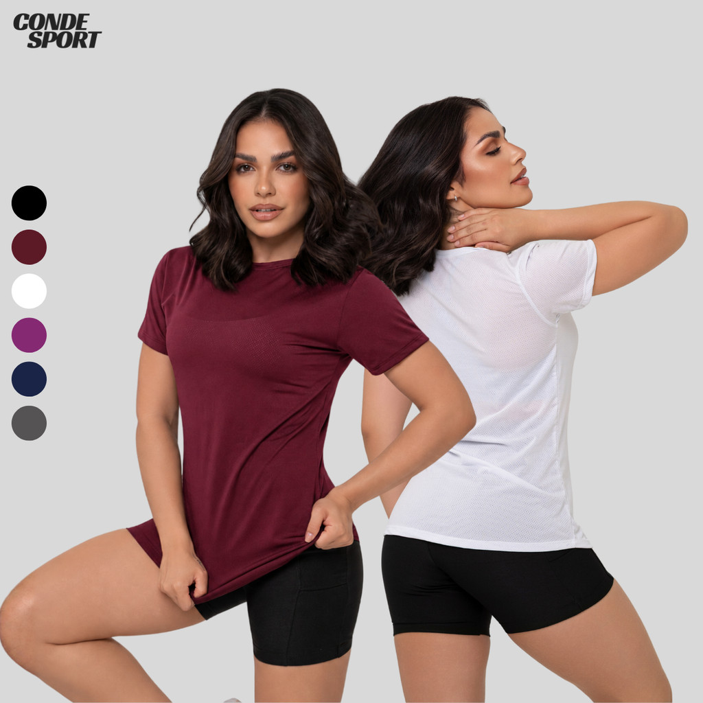 Camiseta Dry Feminina Fit Academia Blusa Fitness Treino Musculação Caminhada Ar Livre Tecido Leve Frio