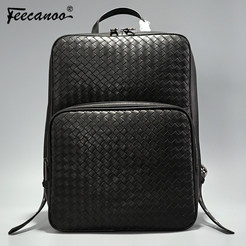 Nova mochila masculina de tecido mochila de couro genuíno Casual mochila de negócios versão coreana bolsa masculina na m