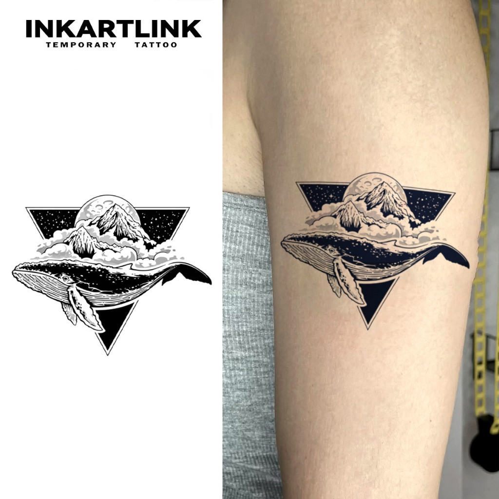Adequado para pessoas que desejam experimentar tatuagens, tatuagem temporária de baleia, nova tecnologia mágica, à prova