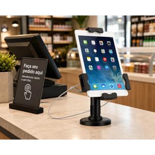 Suporte Antifurto P/ Tablet C/ Trava – Ajustável P/ iPad Samsung Mesa/Parede