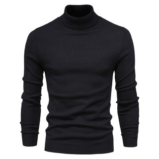 2026 novo estilo outono inverno quente gola alta masculina cor sólida pulôver camisola masculina preto fino ajuste Botto